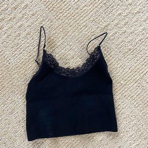 Black crop tank top